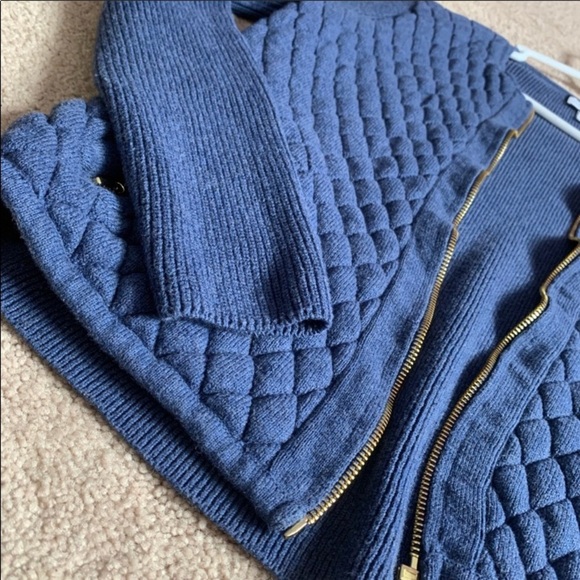 Charter Club ribbed zip up blue jacket/size MP - Picture 2 of 8